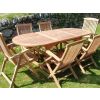 80cm x 1.5m-2.1m Teak Oval Extending Table with 4 Classic Folding Armchairs & 2 Harrogate Recliners - 4